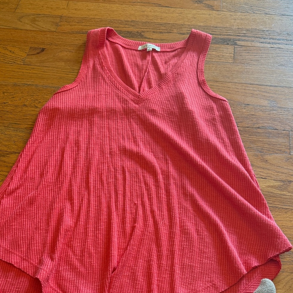 Z Supply Red Ribbed Tank Top